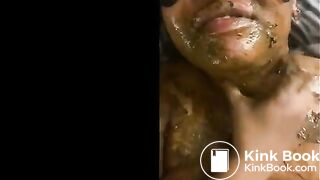 Using pee to get the poop off a bbw