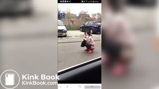 Crazy girl Shits in road
