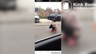Crazy girl Shits in road