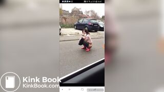 Crazy girl Shits in road
