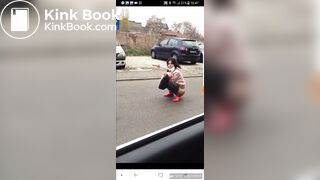 Crazy girl Shits in road