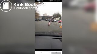Crazy girl Shits in road