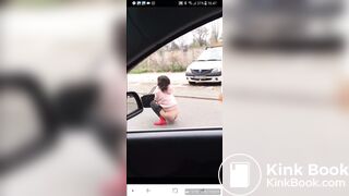 Crazy girl Shits in road