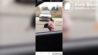 Crazy girl Shits in road