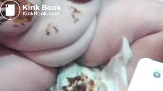 Fat diaper girl plays with poop