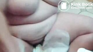 Fat diaper girl plays with poop