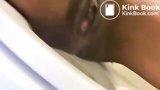 Nasty bitch shits with peeking prolapse