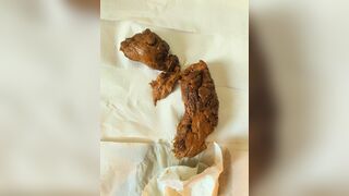 Pooping on toilet lid.