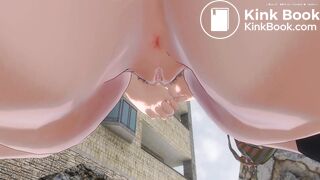 Girl pooping and peeing close up