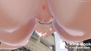 Girl pooping and peeing close up