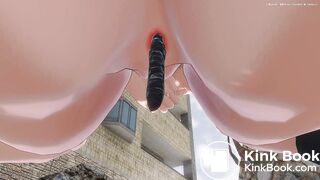 Girl pooping and peeing close up