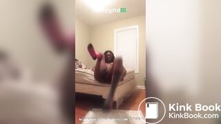 Sexy ebony taking soft pile of shit off the bed