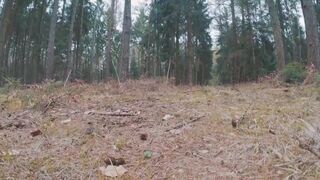 Ebony girl shitting in the forest