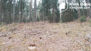 Ebony girl shitting in the forest