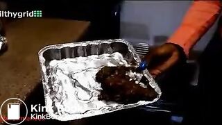 Ebony Pooping In Kitchen