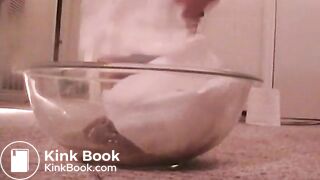 Southern lady desperation into a bowl.