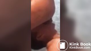 Young Chinese woman fills slave mouth up with shit