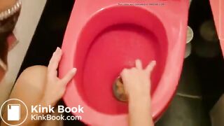 Scat whore eats shit in toilet