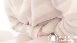 Jap girl having stomachache in toilet 1