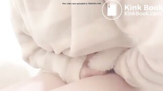 Jap girl having stomachache in toilet 1