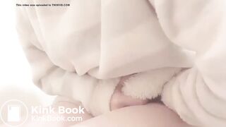 Jap girl having stomachache in toilet 1