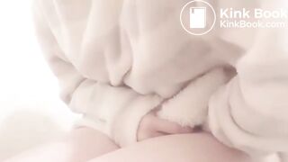 Jap girl having stomachache in toilet 1