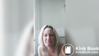 Blonde pooping hard nude