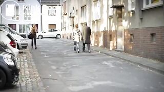 Girl pooping on a tree