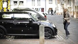 Girl pooping on a tree