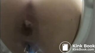 Blonde Pooping on toilet - video 2