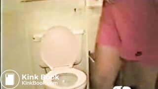 woman poops hard in her bathroom