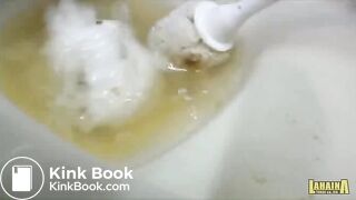 Scat slut eats shit off toilet brush and masturbates