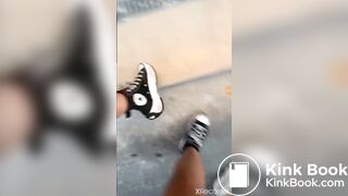 Girl walk on shit