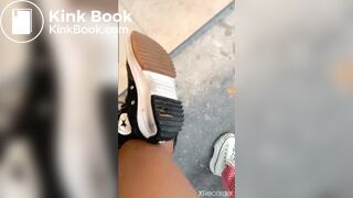 Girl walk on shit