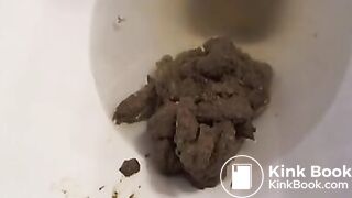 Pooping - Rear view toilet poop