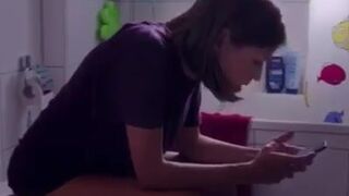 Girl uses phone to wipe her ass