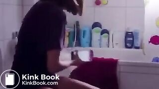Girl uses phone to wipe her ass