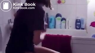 Girl uses phone to wipe her ass