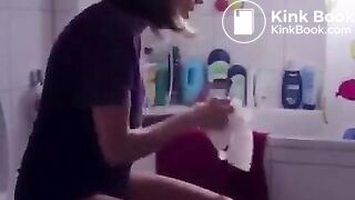 Girl uses phone to wipe her ass