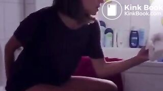 Girl uses phone to wipe her ass