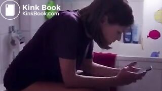 Girl uses phone to wipe her ass