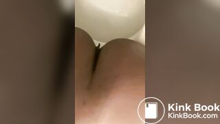 Ebony toilet shitting - video 4