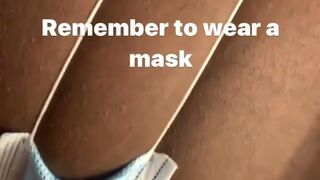 Hot girl destroy face mask with Her farts