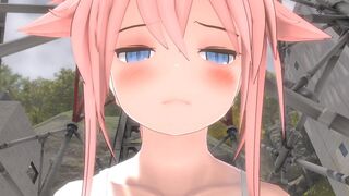 Close up of a girl's face while peeing and pooping