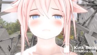 Close up of a girl's face while peeing and pooping