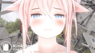 Close up of a girl's face while peeing and pooping