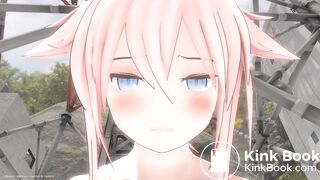 Close up of a girl's face while peeing and pooping