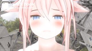 Close up of a girl's face while peeing and pooping