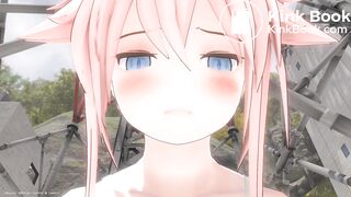 Close up of a girl's face while peeing and pooping