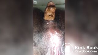 Ebony poop in toilet
